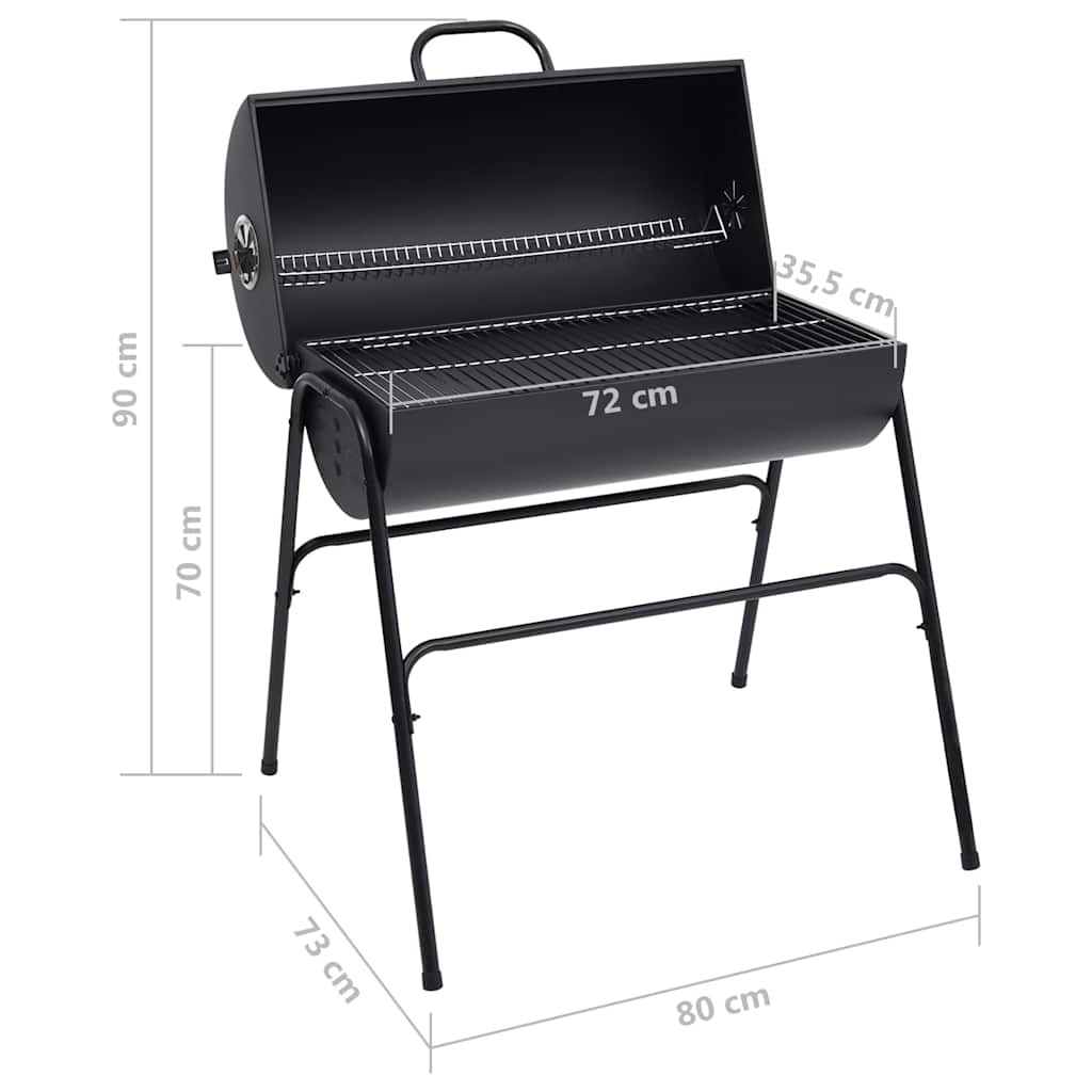 Barrel grill with 2 grill grates 80x95x90 cm steel black - number 8.