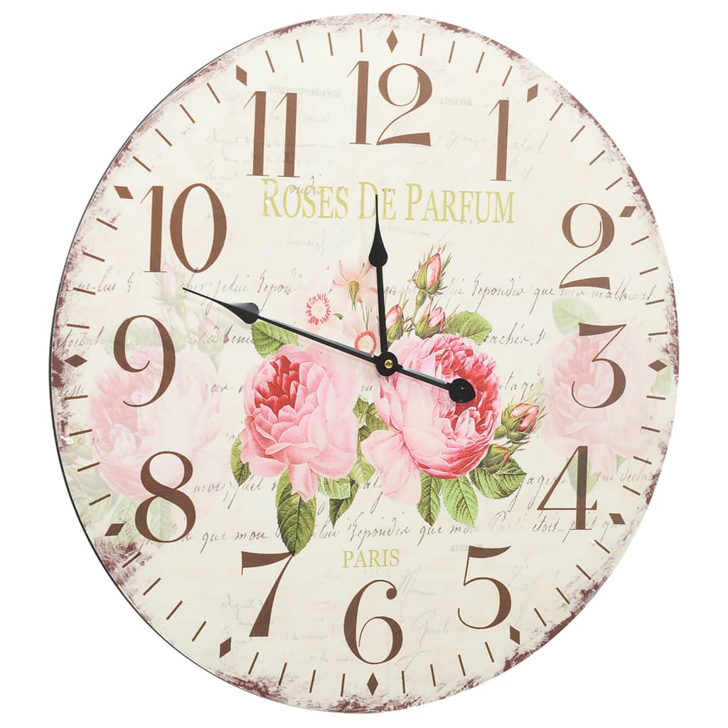 Wall clock vintage style flower 60 cm - number 3.