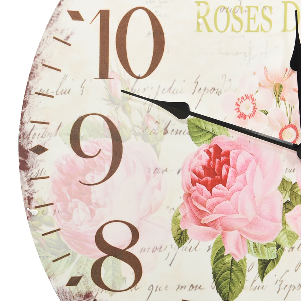 Wall clock vintage style flower 60 cm - number 4.