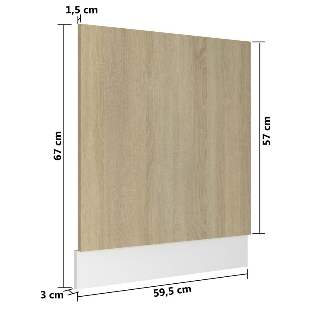 Oppvaskmaskin dør 59,5x3x67 cm konstruert tre - sonoma -eg, 1, frontpanel for oppvaskmaskin 60 cm - number 6.
