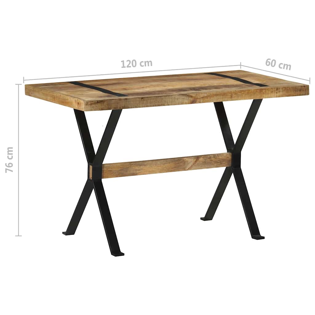 Table à manger ru mangue - 120 x 60 x 76 cm, 1, bois de mangue cru - number 7.