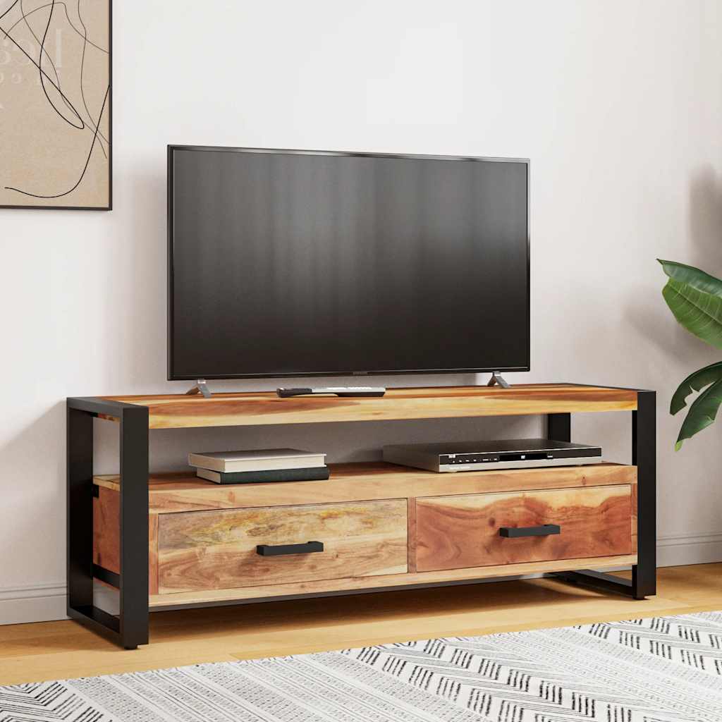 Tv cabinet 120x35x45 cm solid wood with honey colored finish - number 2.