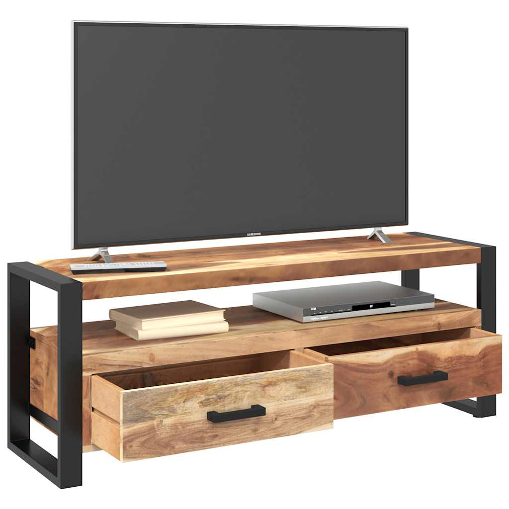 Tv cabinet 120x35x45 cm solid wood with honey colored finish - number 3.