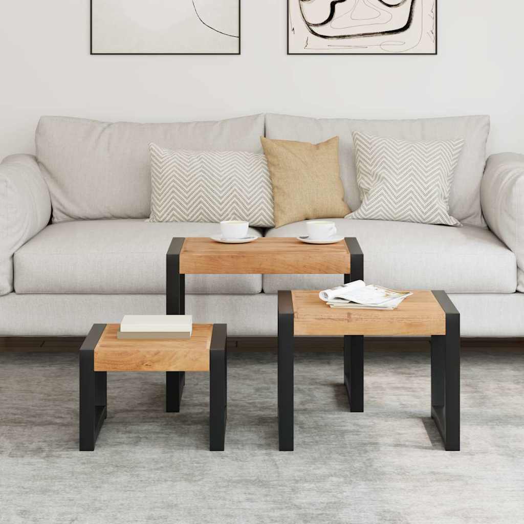 Indskudsborde 3 stk. massivt træ - number 3.