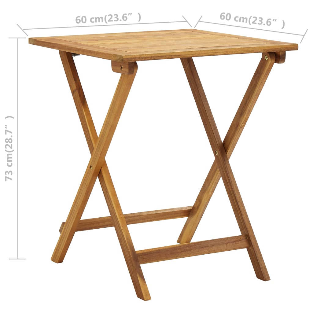 Foldbart bistrosæt 3 dele med hynder massivt akacietræ - number 10.