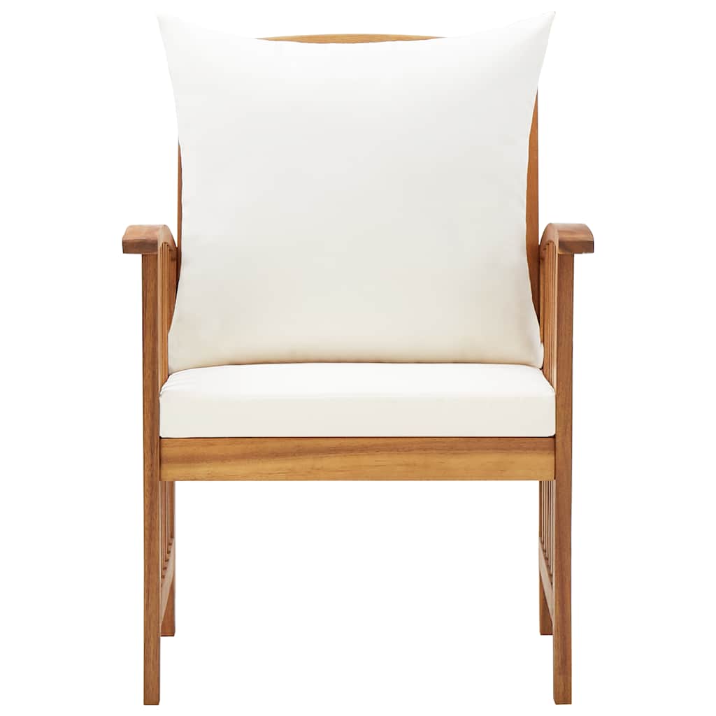 Krzesła ogrodowe szt. z poduszkami lite drewno akacjowe - brązowo-białe, 2 szt. - number 4.