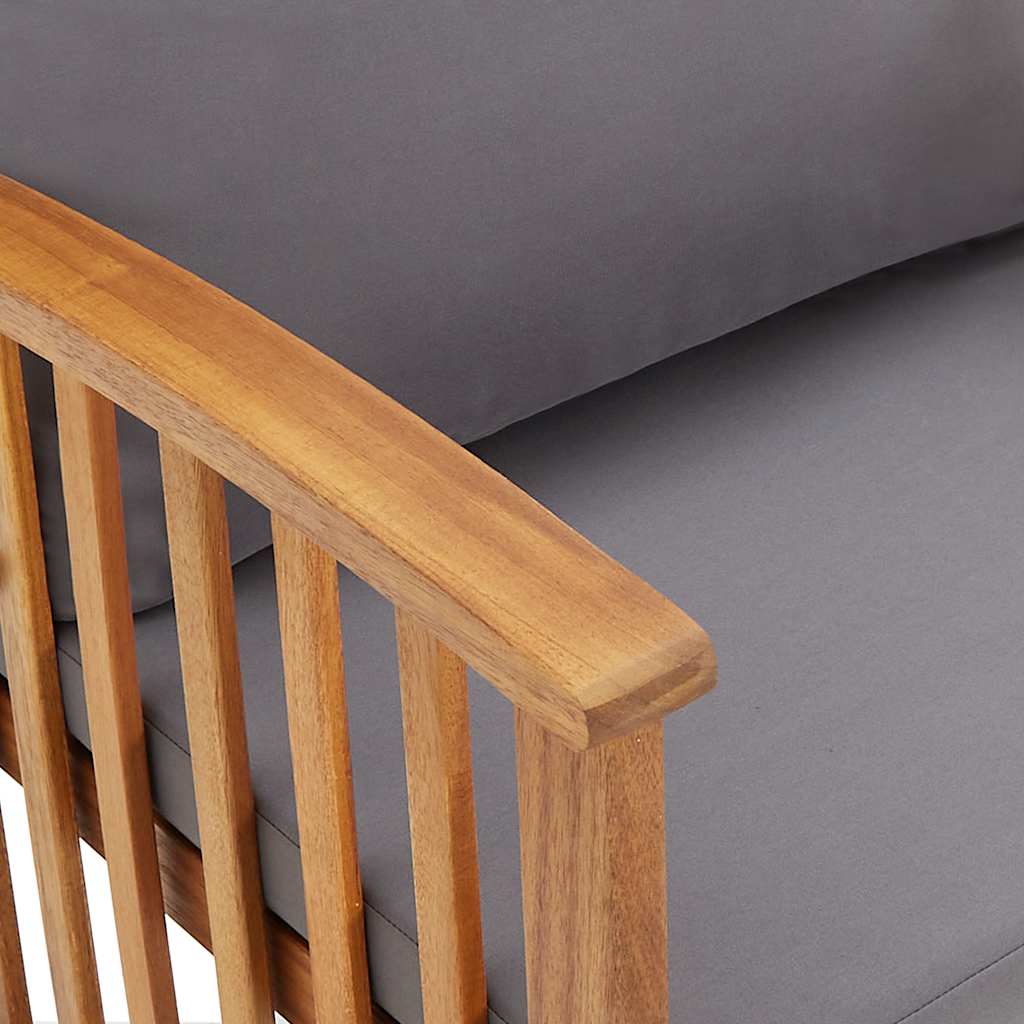 Havestole stk. med hynder massivt akacietræ - brun og mørkegrå, 2, x - number 8.