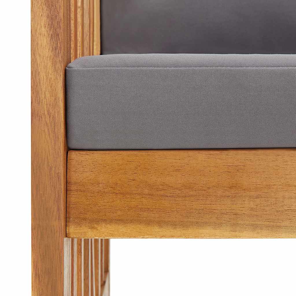 Havestole stk. med hynder massivt akacietræ - brun og mørkegrå, 2, x - number 7.