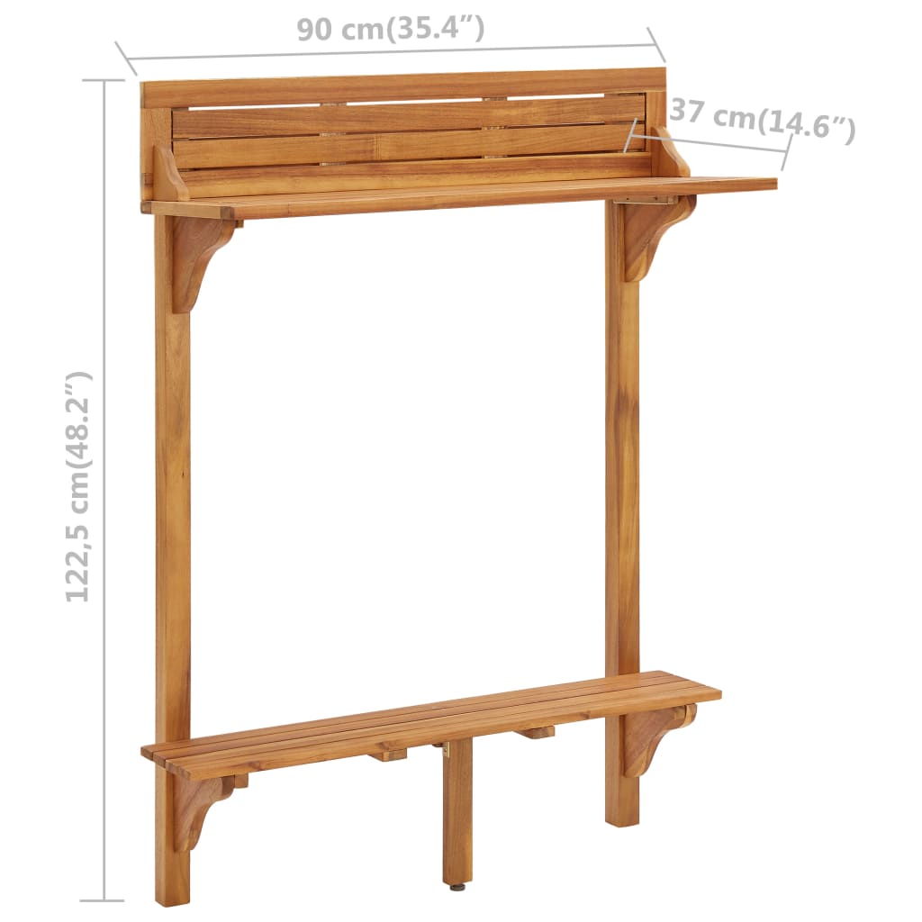 Altanbord 90x37x122,5 cm massivt akacietræ - number 9.