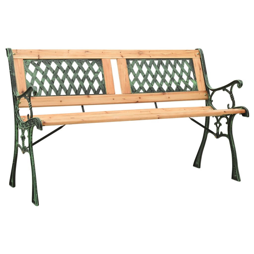 Havebænk 122 cm støbejern og massivt grantræ - number 1.