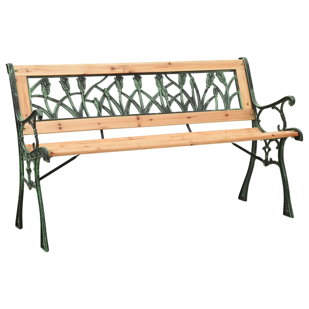 Havebænk 122 cm støbejern og massivt grantræ - number 1.