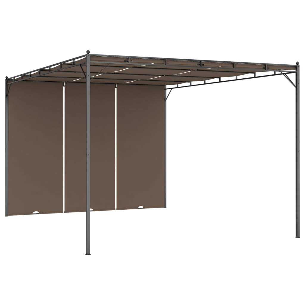 Havepavillon med sidegardin 4x3x2,25 m gråbrun - number 2.