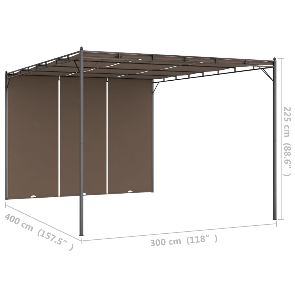 Havepavillon med sidegardin 4x3x2,25 m gråbrun - number 9.