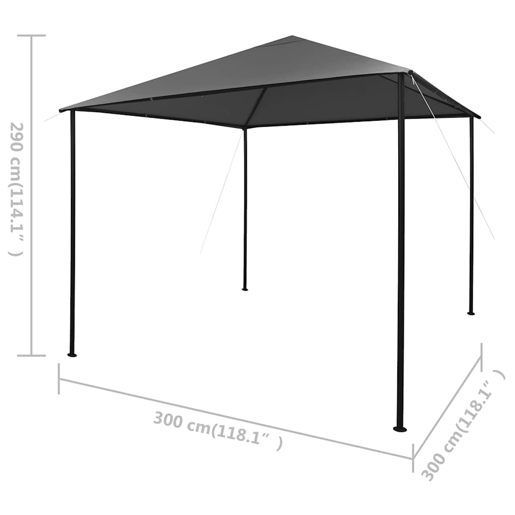 Pavilion 3x3 m fabric and steel 180 g/m² anthracite grey - number 8.