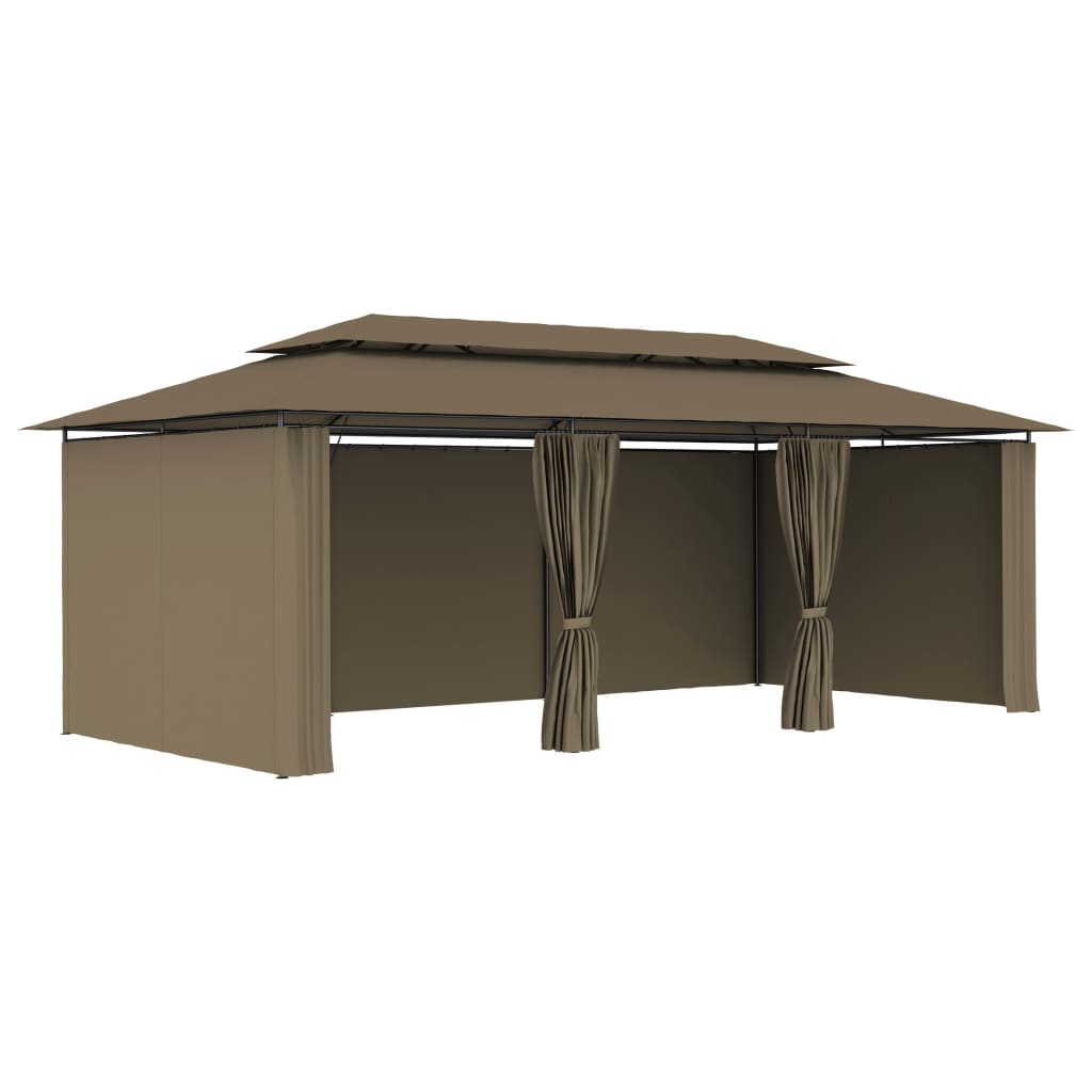 Pavillon med gardiner 600x298x270 cm 180 g/m² gråbrun - number 2.
