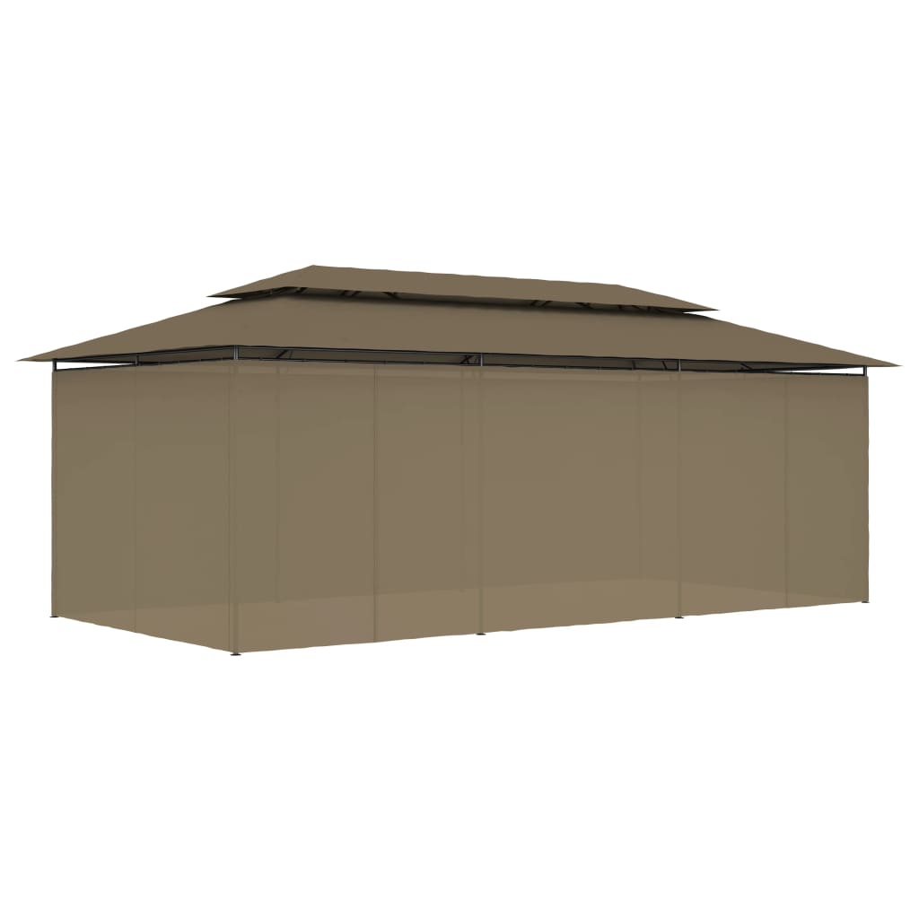 Pavillon med gardiner 600x298x270 cm 180 g/m² gråbrun - number 4.