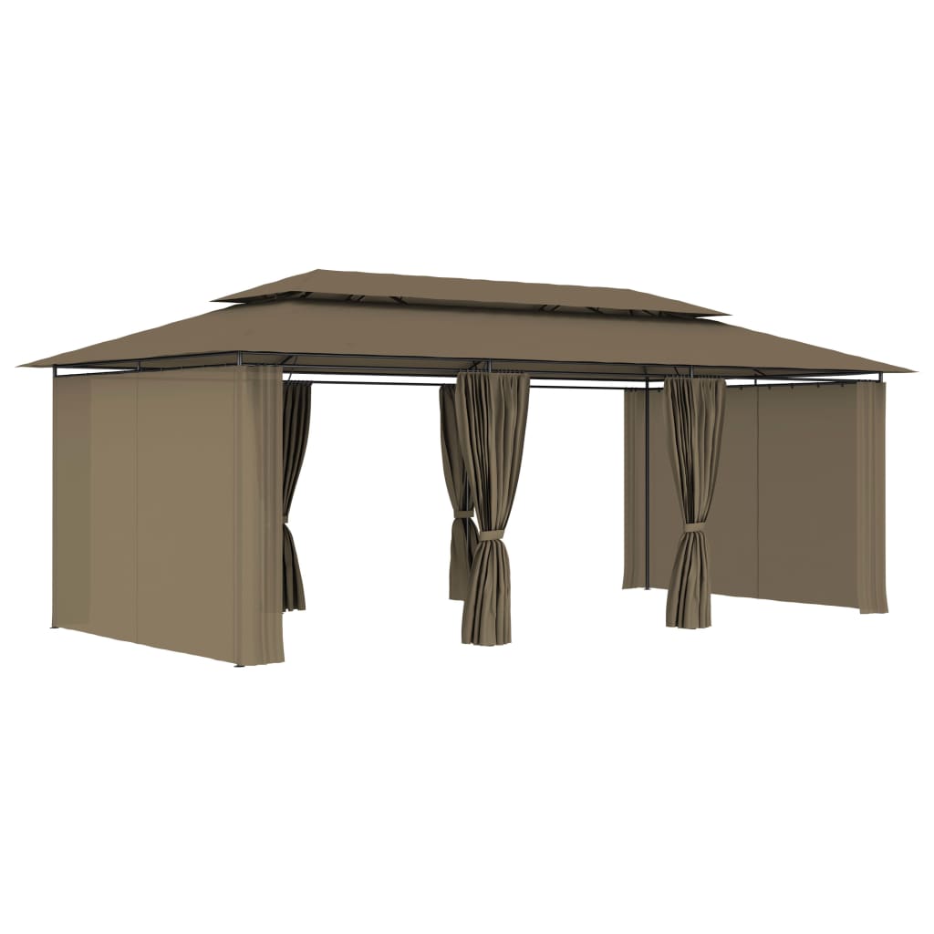 Pavillon med gardiner 600x298x270 cm 180 g/m² gråbrun - number 3.