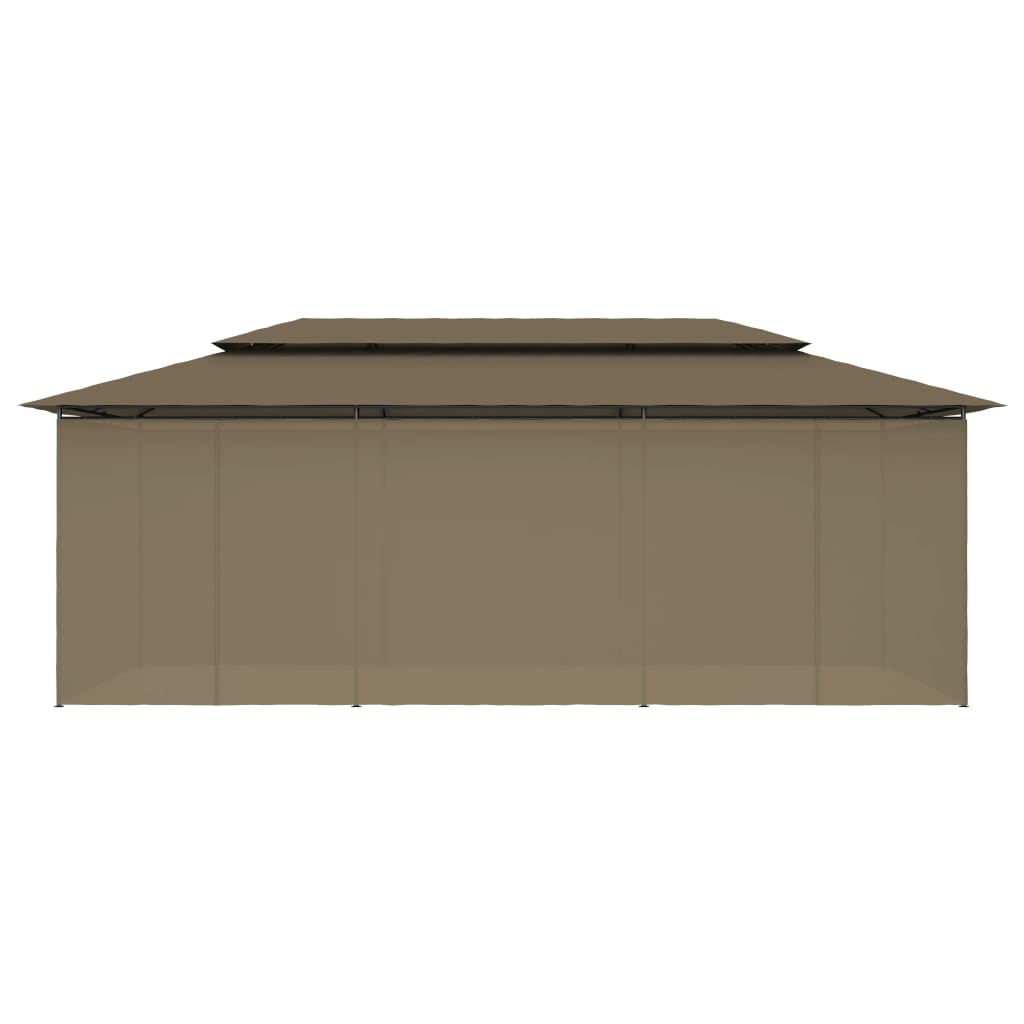 Pavillon med gardiner 600x298x270 cm 180 g/m² gråbrun - number 5.