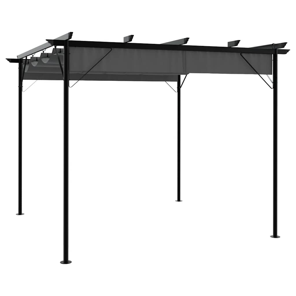 Pergola avec toit rétractable 3x3 m 180 g/m² - gris anthracite, 1 - number 1.