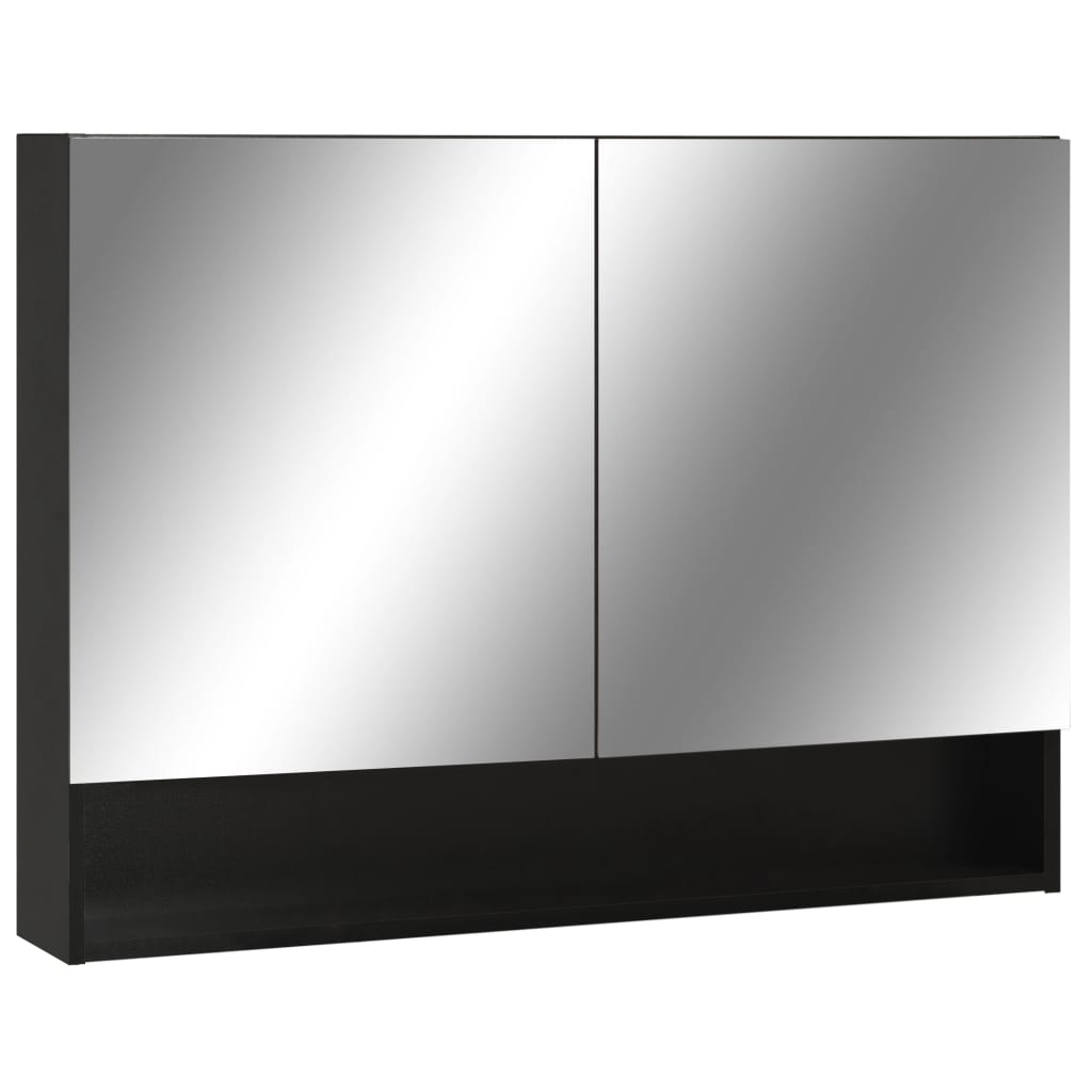 Kupatilo s ogledalom + led 80x15x60 cm mdf - black, 1 - number 2.