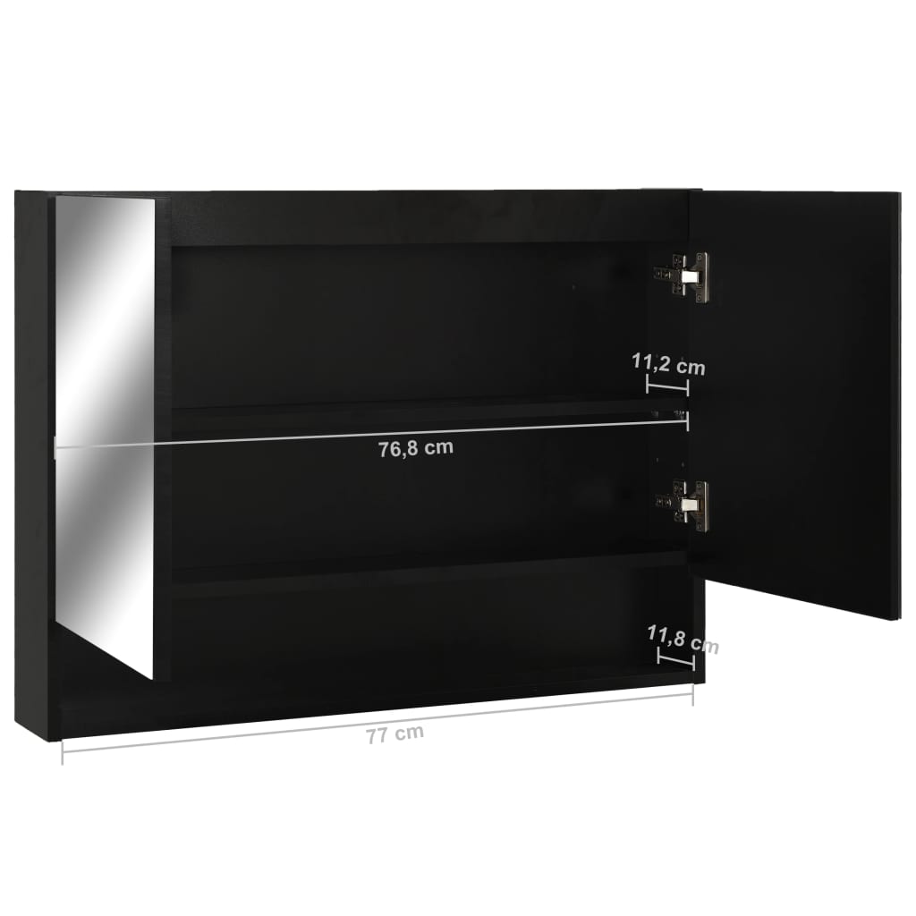Kupatilo s ogledalom + led 80x15x60 cm mdf - black, 1 - number 10.