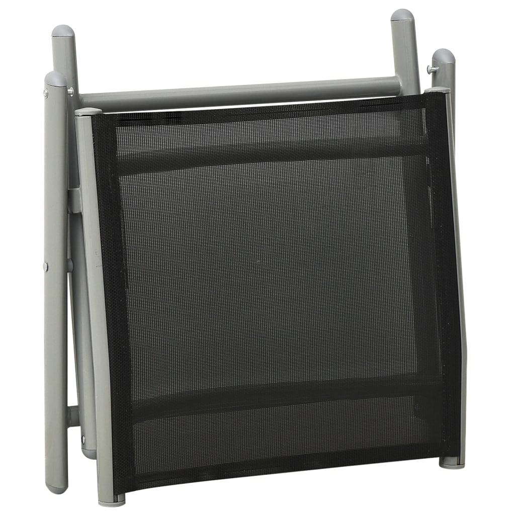 Foldbar fodskammel textilene og aluminium sort og sølvfarvet - number 4.