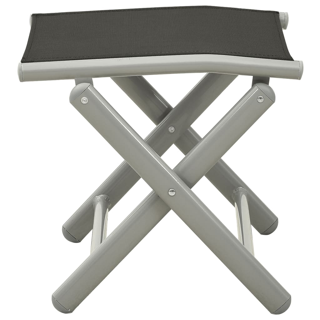 Foldbar fodskammel textilene og aluminium sort og sølvfarvet - number 3.