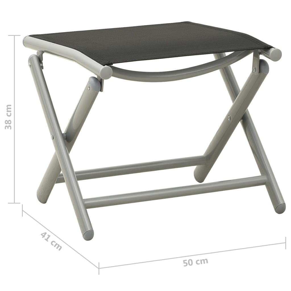 Foldbar fodskammel textilene og aluminium sort og sølvfarvet - number 6.