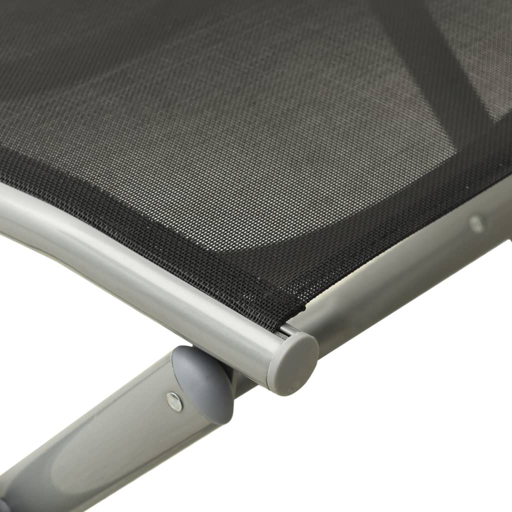 Foldbar fodskammel textilene og aluminium sort og sølvfarvet - number 5.