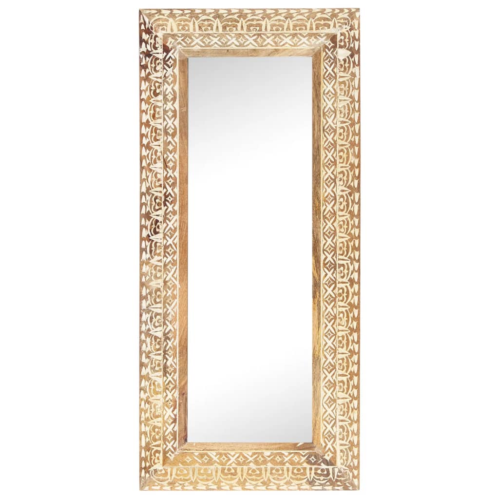 Hand carved mirror 110x50x2.6 cm solid mango wood - 110 x 50 x 2.6 cm, 1 - number 2.