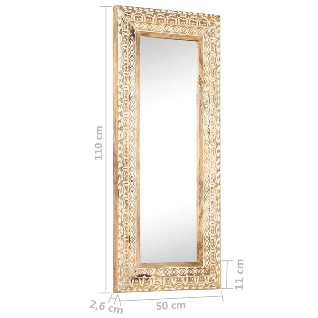 Hand carved mirror 110x50x2.6 cm solid mango wood - 110 x 50 x 2.6 cm, 1 - number 5.