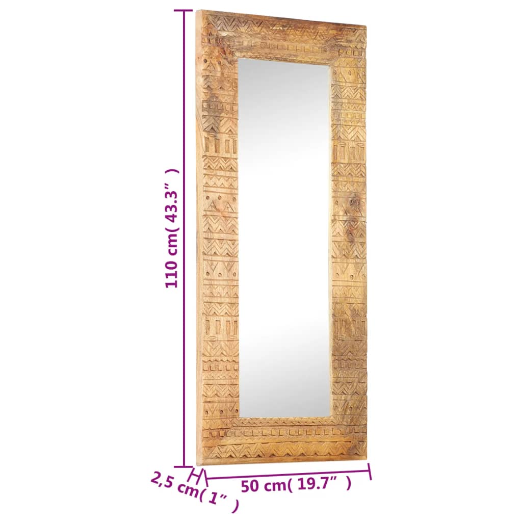 Hand-carved mirror 110x50x2.5 cm solid mango wood - 110 x 50 x 2.5 cm, 1 - number 5.