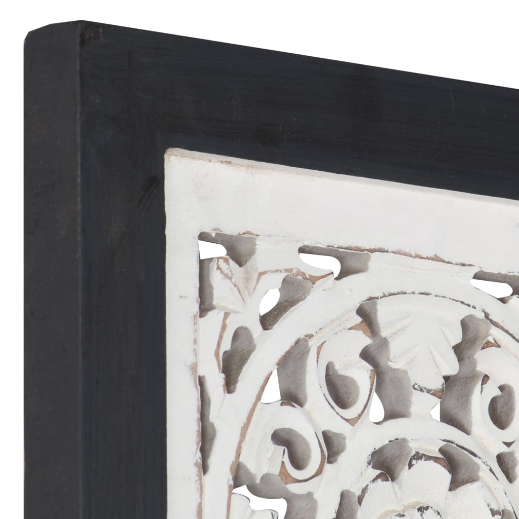 Håndskåret vægpanel 60x60x1,5 cm mdf sort og hvid - number 4.