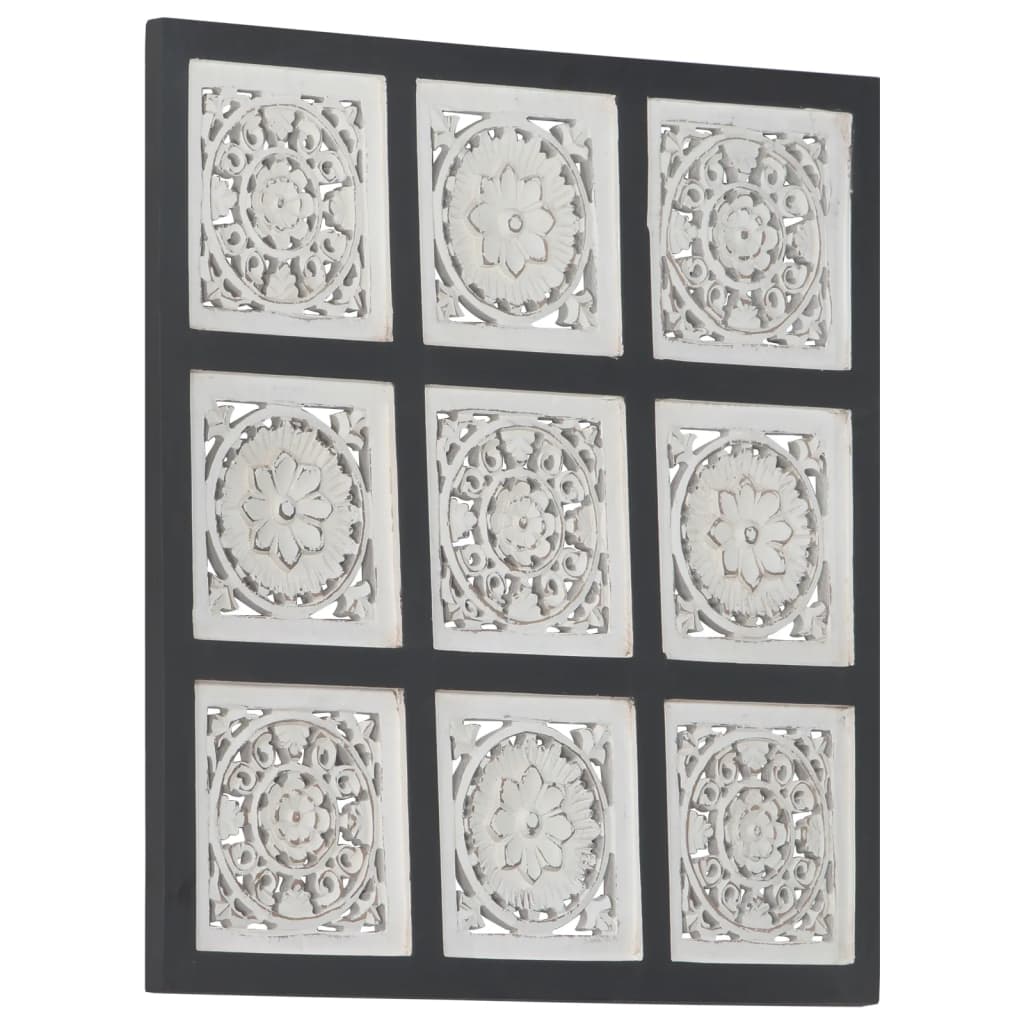Håndskåret vægpanel 60x60x1,5 cm mdf sort og hvid - number 8.