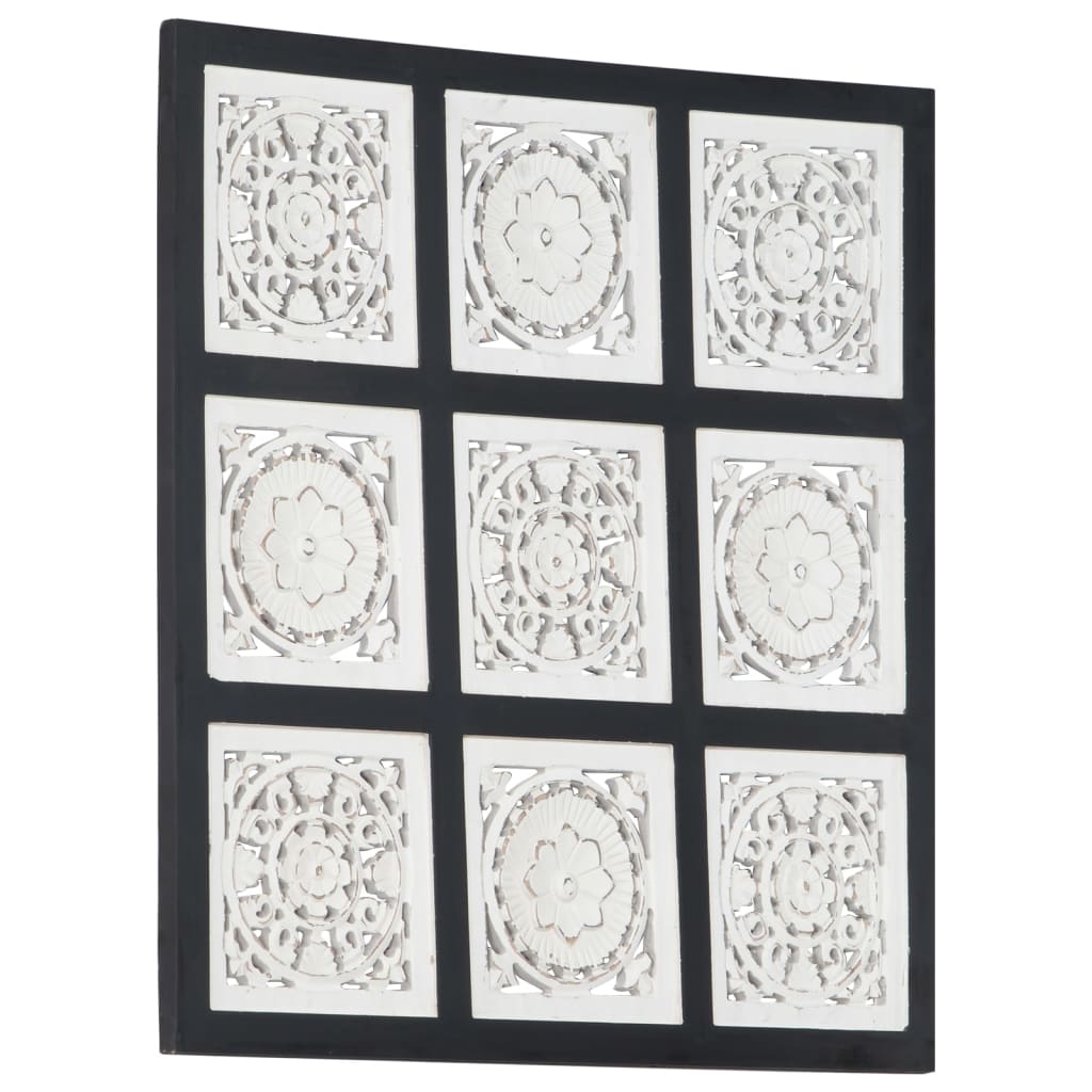 Håndskåret vægpanel 60x60x1,5 cm mdf sort og hvid - number 7.