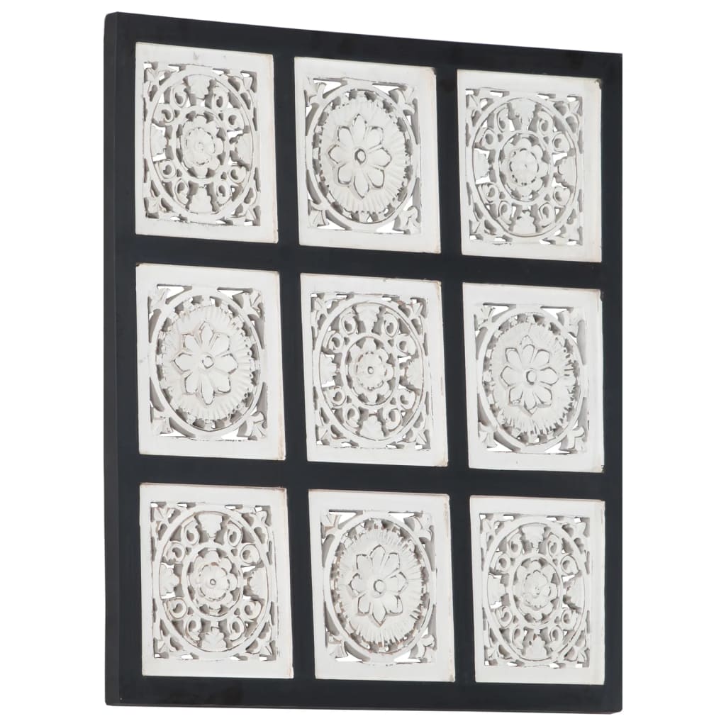 Håndskåret vægpanel 60x60x1,5 cm mdf sort og hvid - number 10.