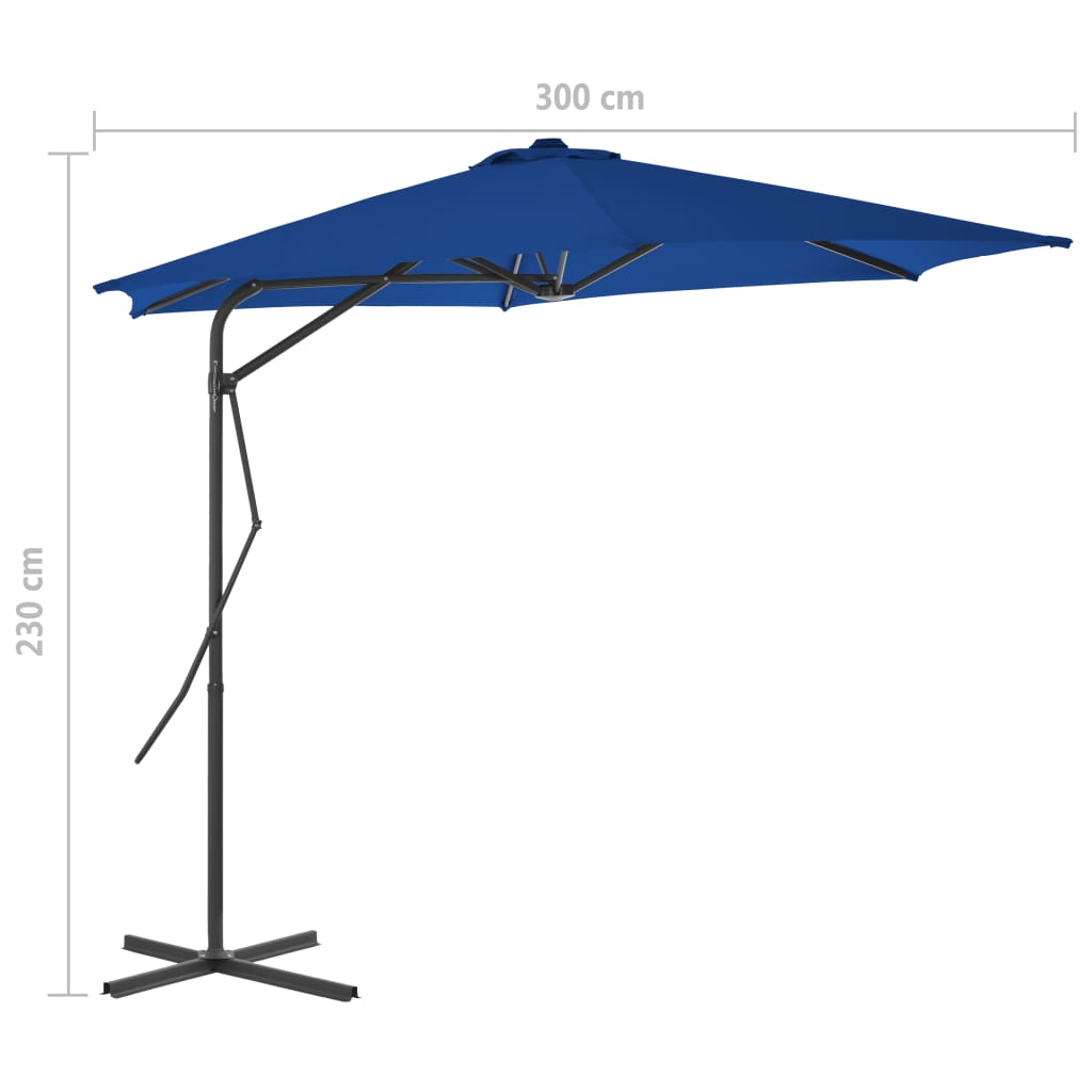 Parasol med stålstang 300x230 cm - blå, 1 - number 7.
