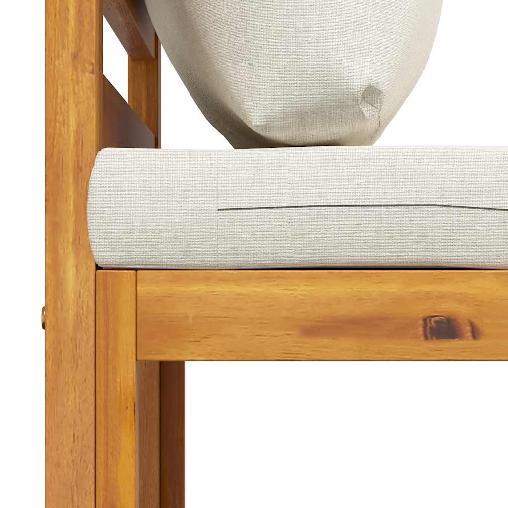 Hagesalongsett 3-delt kremfargede puter i massivt akasietre - number 10.