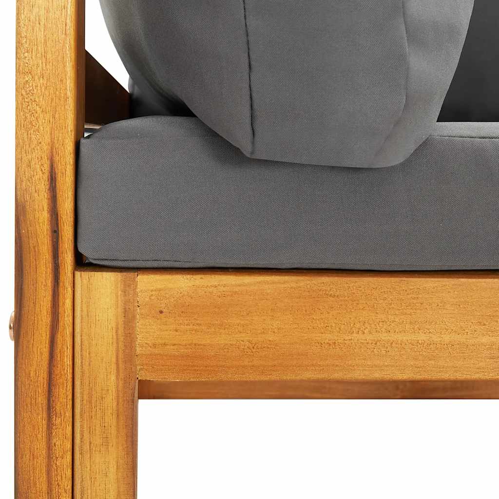 Sofasæt 2 dele med hynder massivt akacietræ - mørkegrå, 1, midtersofa + hjørnesofa - number 9.