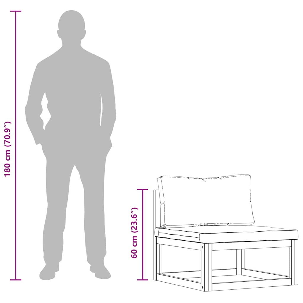 Sofasæt til haven 2 dele med hynde massivt akacietræ - creme, 1, midtersofa + sofabord - number 11.