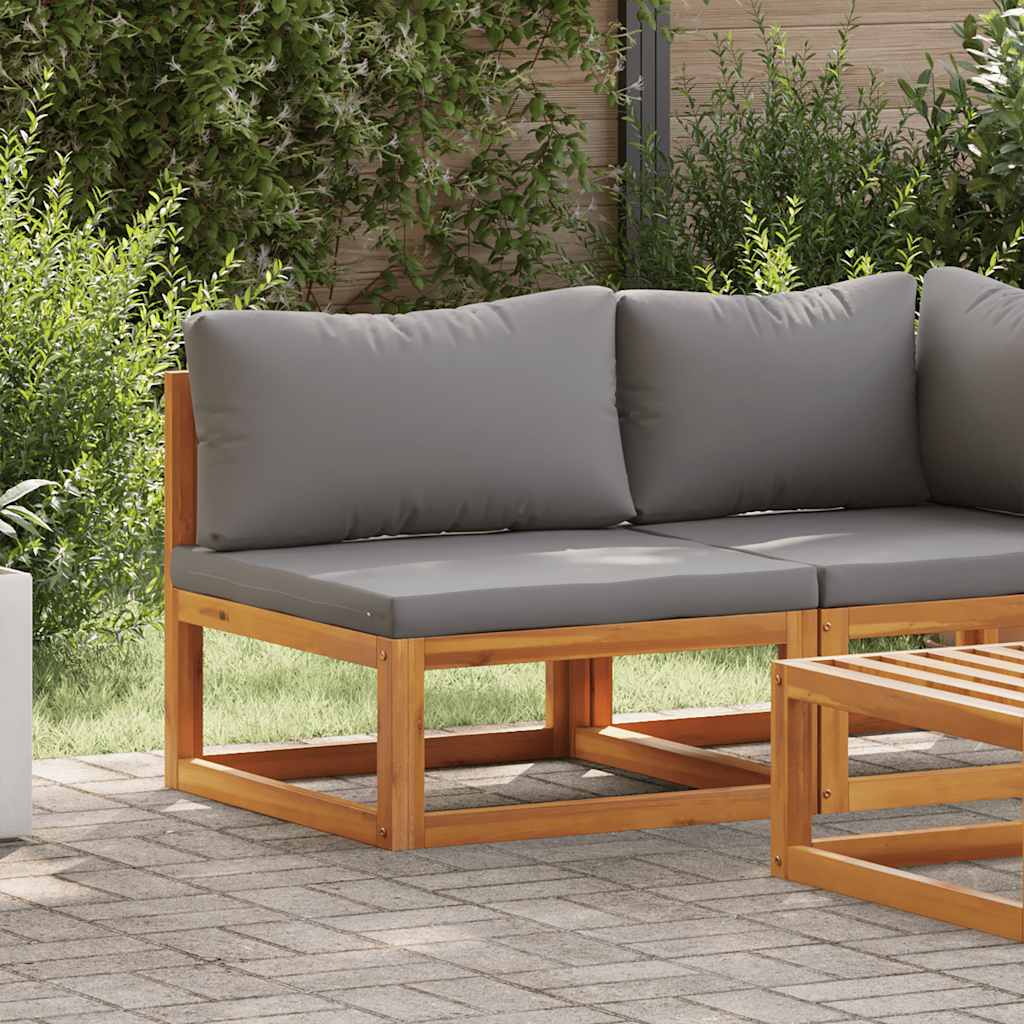 Midtsofa med pute solid acacia -tre - mørk grå, 1, sentersofa - number 2.