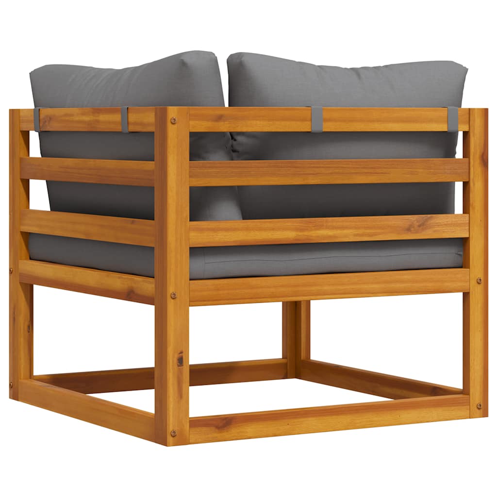 Modulær med pute massivt akasietre - mørk grå, 1, hjørnesofa - number 5.