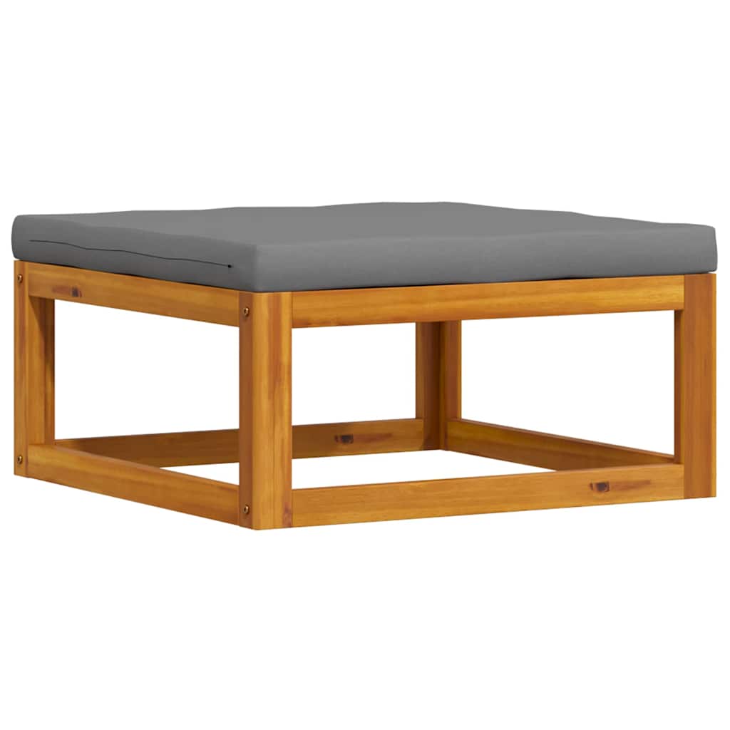 Loungesæt til haven 3 dele med hynder massivt akacietræ - mørkegrå, 1, midtermodul til sofa + fodskammel + bord - number 5.