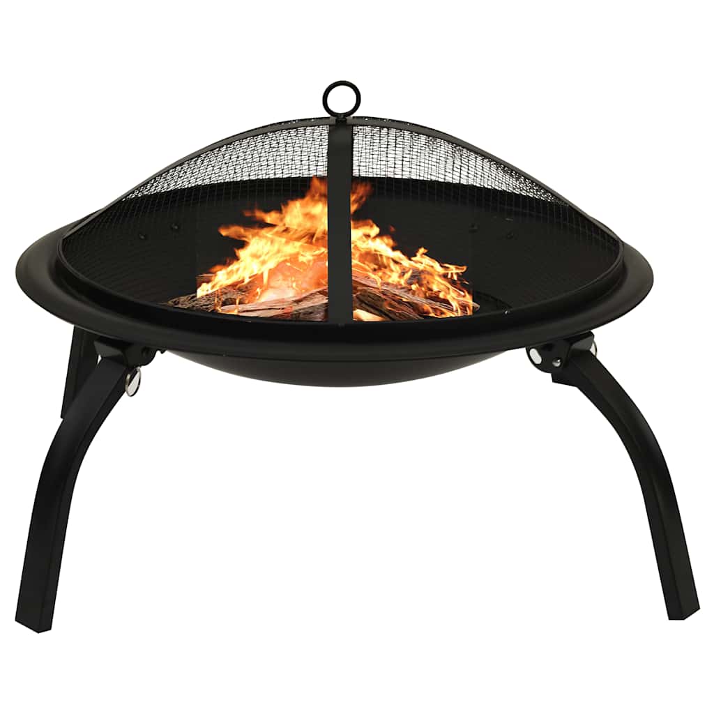 2-i-1 bålfad og grill med ildrager 56x56x49 cm stål - number 1.