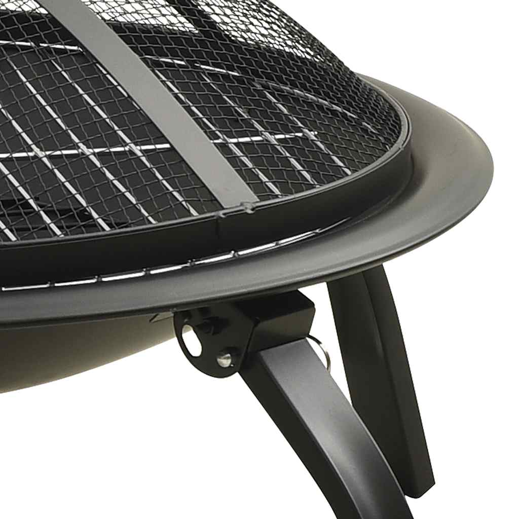 2-i-1 bålfad og grill med ildrager 56x56x49 cm stål - number 6.