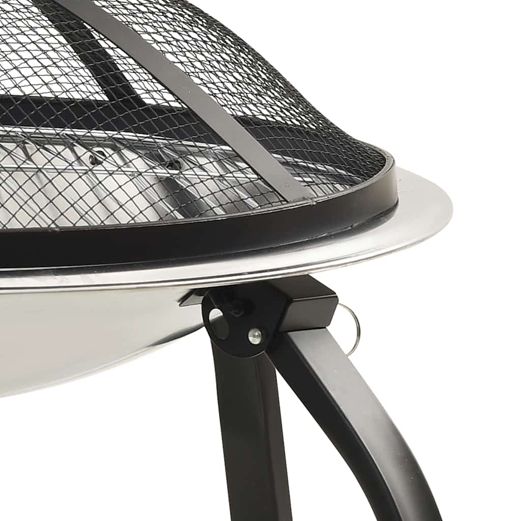 2-in-1 fire pit and grill with fire dragon 56x56x49 cm stainless steel - number 6.