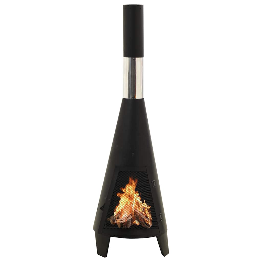 Garden fireplace with chimney 38x38x122 cm steel - number 3.