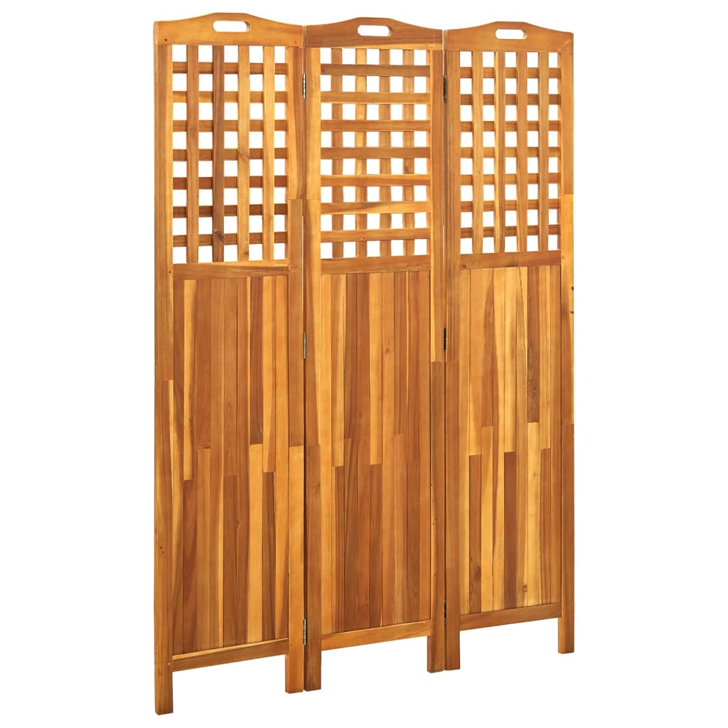 3-panels rumdeler 121x2x170 cm massivt akacietræ - number 1.