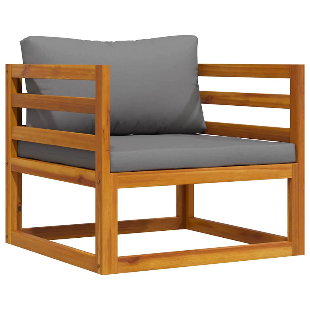 Krzesło ogrodowe z poduszkami lite drewno akacjowe - ciemnoszary, 1, fotel - number 1.