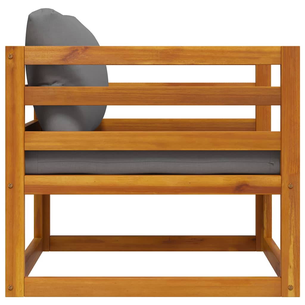 Havestol med hynder massivt akacietræ - mørkegrå, 1, lænestol - number 4.